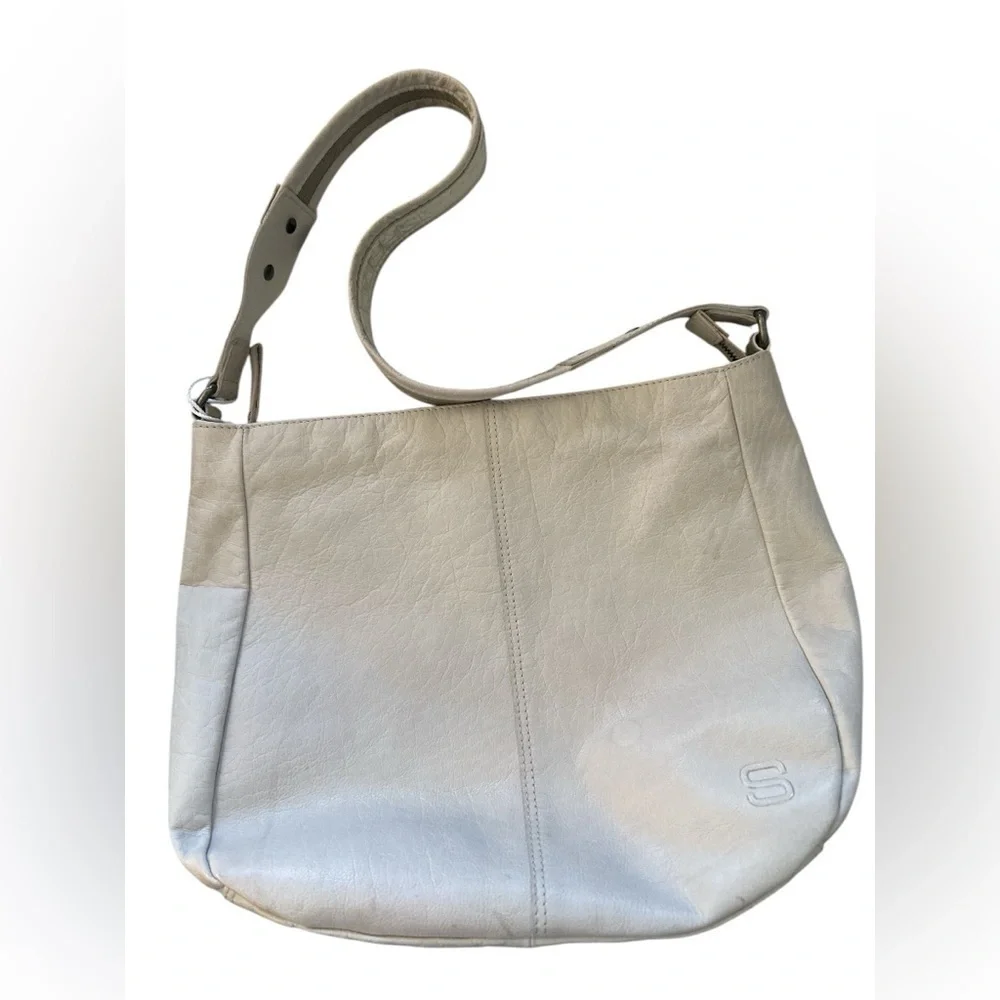 Spikes and Sparrow White Leather Shoulder Bag Purse